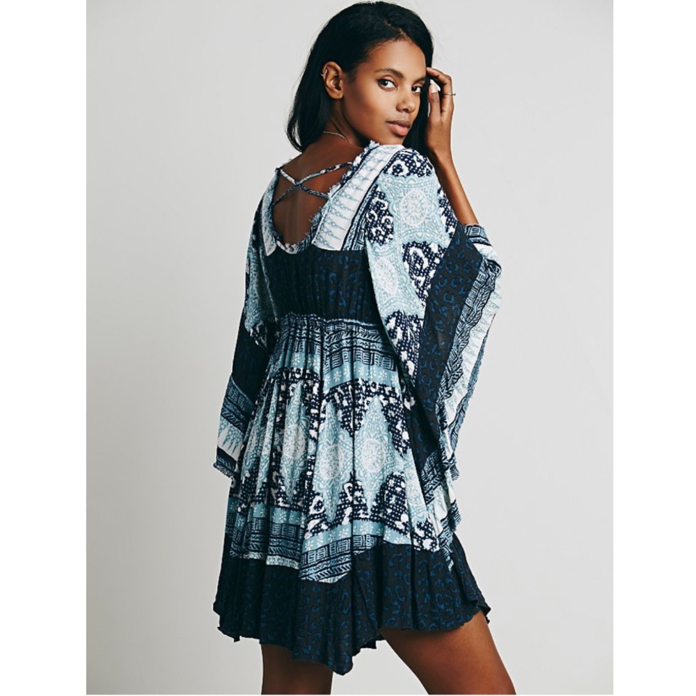 Free People Heart of Gold Dress in Indigo Combo S - Picture 2 of 8